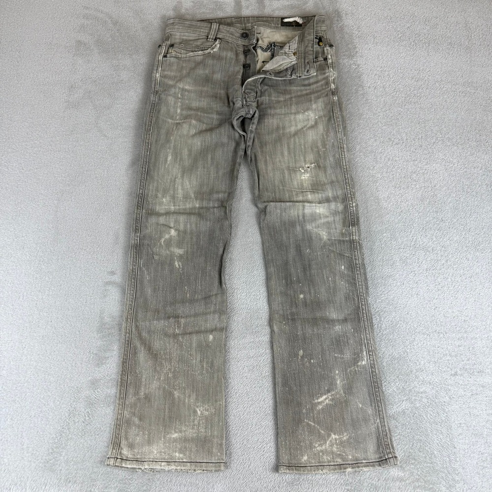 Diesel Braddom Straight Jeans Mens 29x32 Black Denim Button Fly Distressed Italy